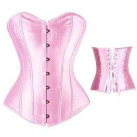 Bustier Lace up Boned Top Corset Waist Shaper (Option: M-Pink)