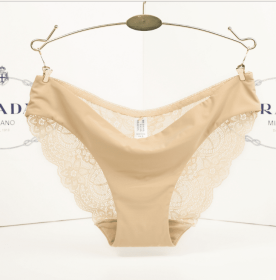 Lace ladies low waist briefs (Option: Skin colour-L)
